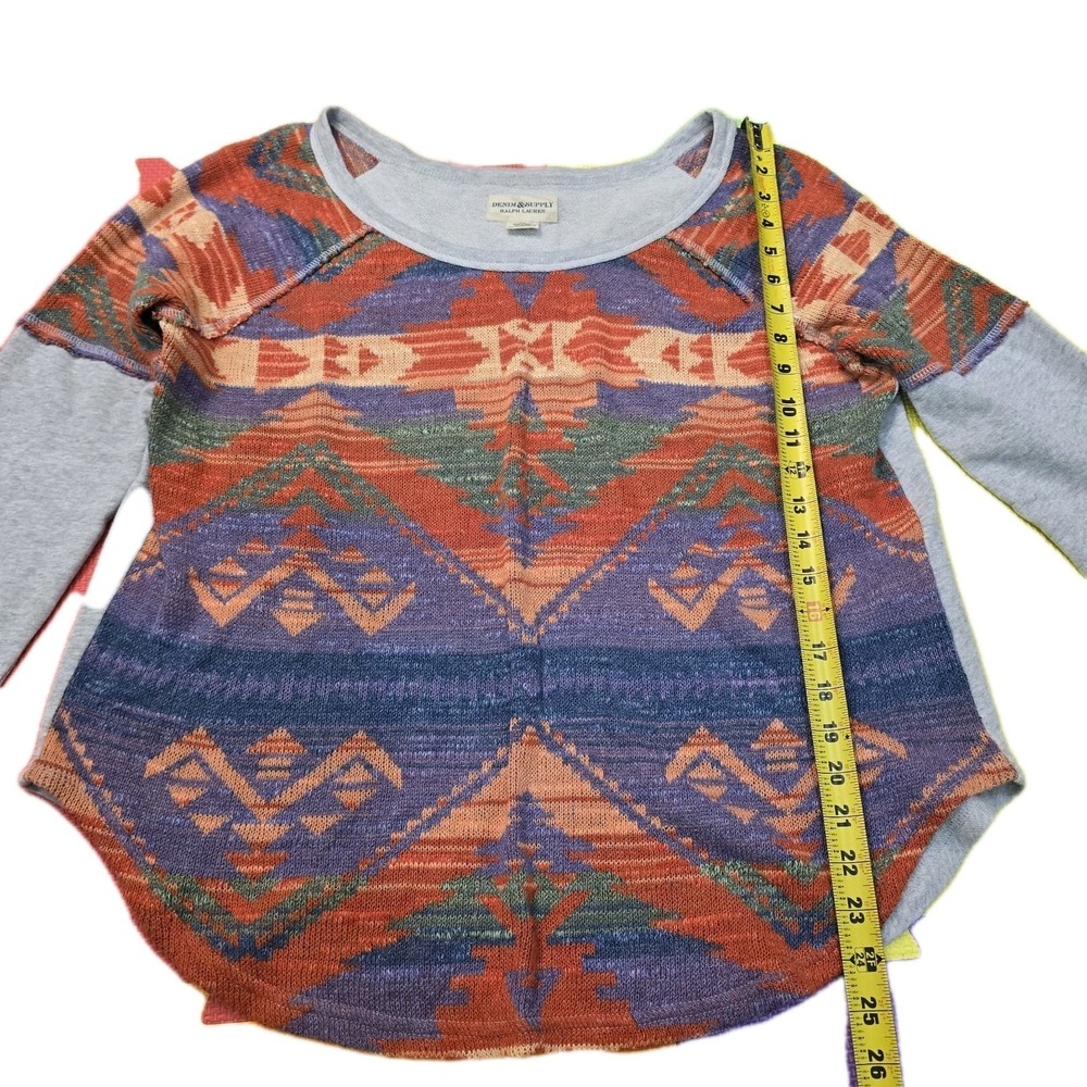 Denim & Supply Ralph Lauren Southwestern Aztec Knit SweaterWomens Large L Gray